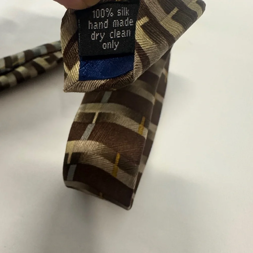 Carlos Devenezia Brown and Gold Vintage Silk Tie